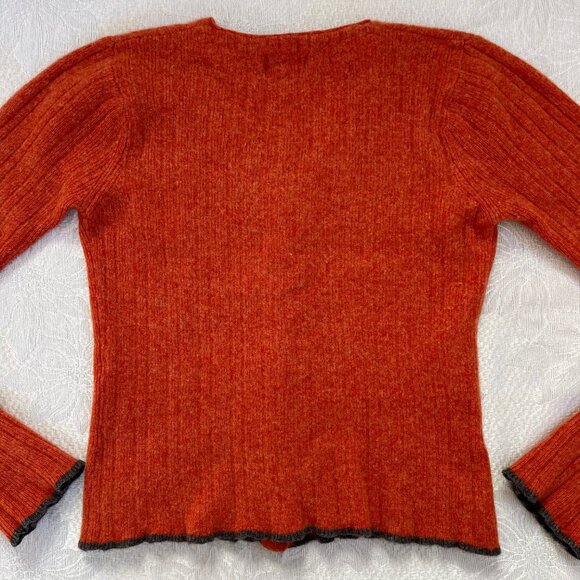 American Eagle Wool Blend Orange Sweater Cardigan Slightly Cropped - Picture 8 of 13